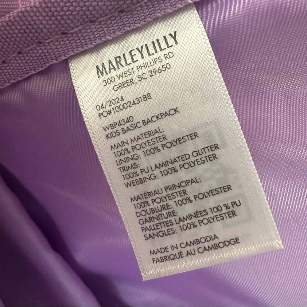 MarleyLilly Kids Purple and Sparkle Multi-Pocket Backpack with EMG Monogram GUC